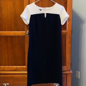 Talbots Black and Cream Color Block Dress 2P